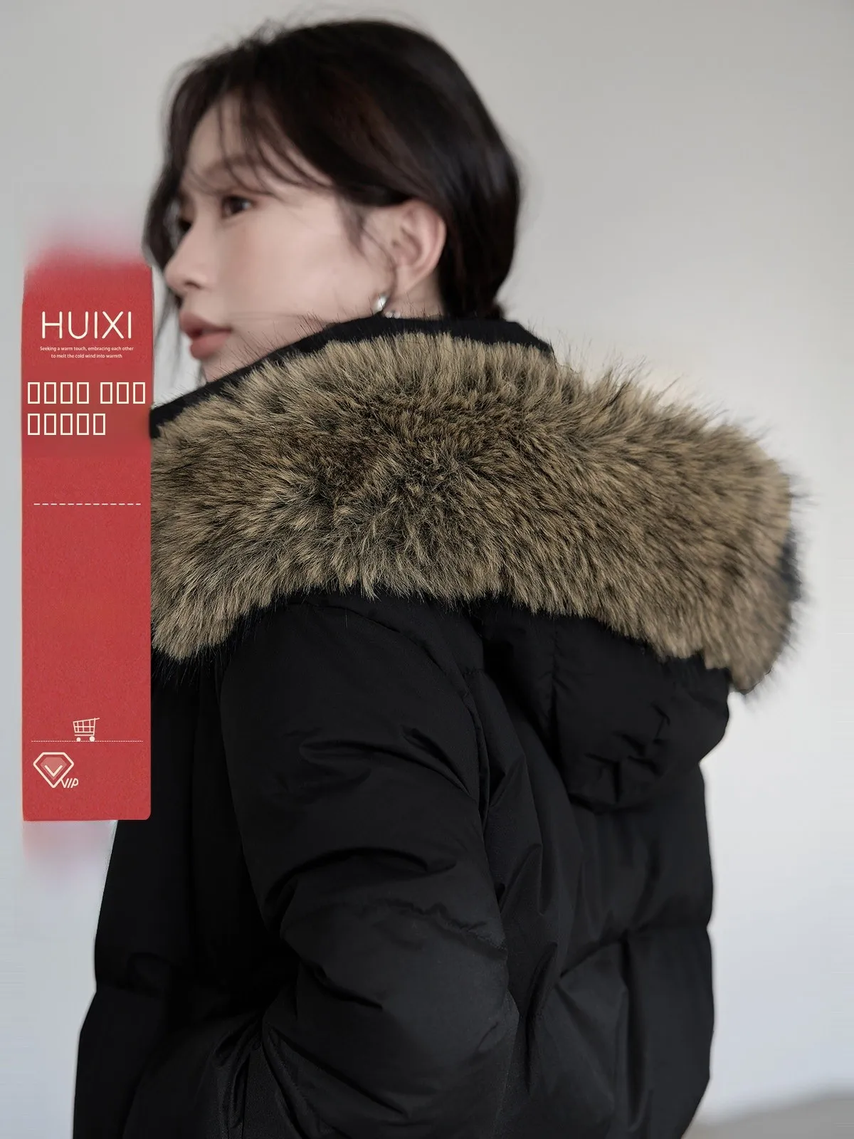 

Bla Women's down Jaet 2025 Winter New Sle Retro Waist-Cinching Versatile Fur Collar White Du down Outerwear