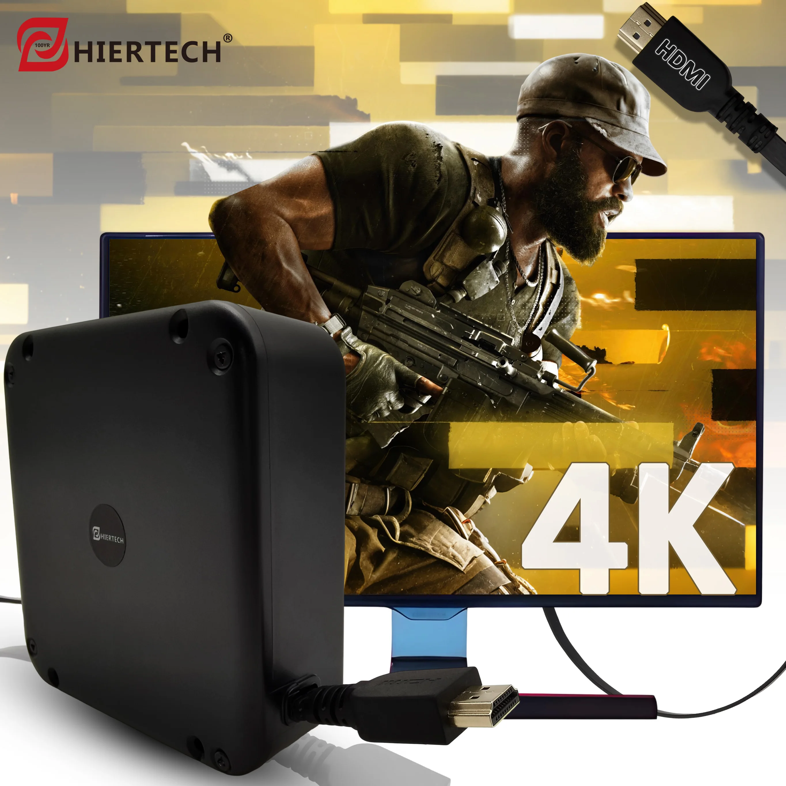 HIERTECH 4K@40Hz HD Video Cable 1.45m Retractable Cable Reel HDMI-compatible Self-lock For Home Entertainment& Office Meeting