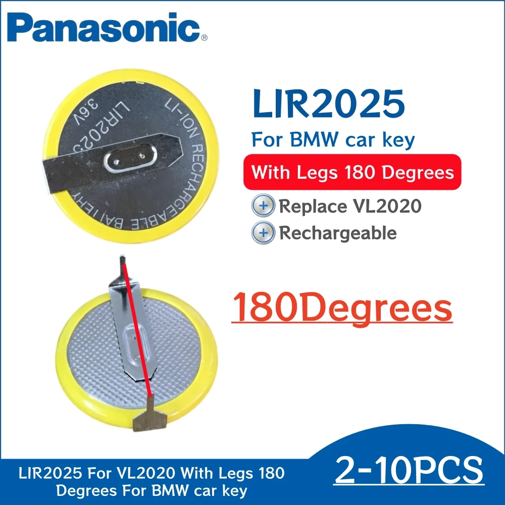 2-10Pcs Original LIR2025 180 Degree Replace VL2020 2020 180° rechargeable battery bateria With Legs 180D for BMW car key