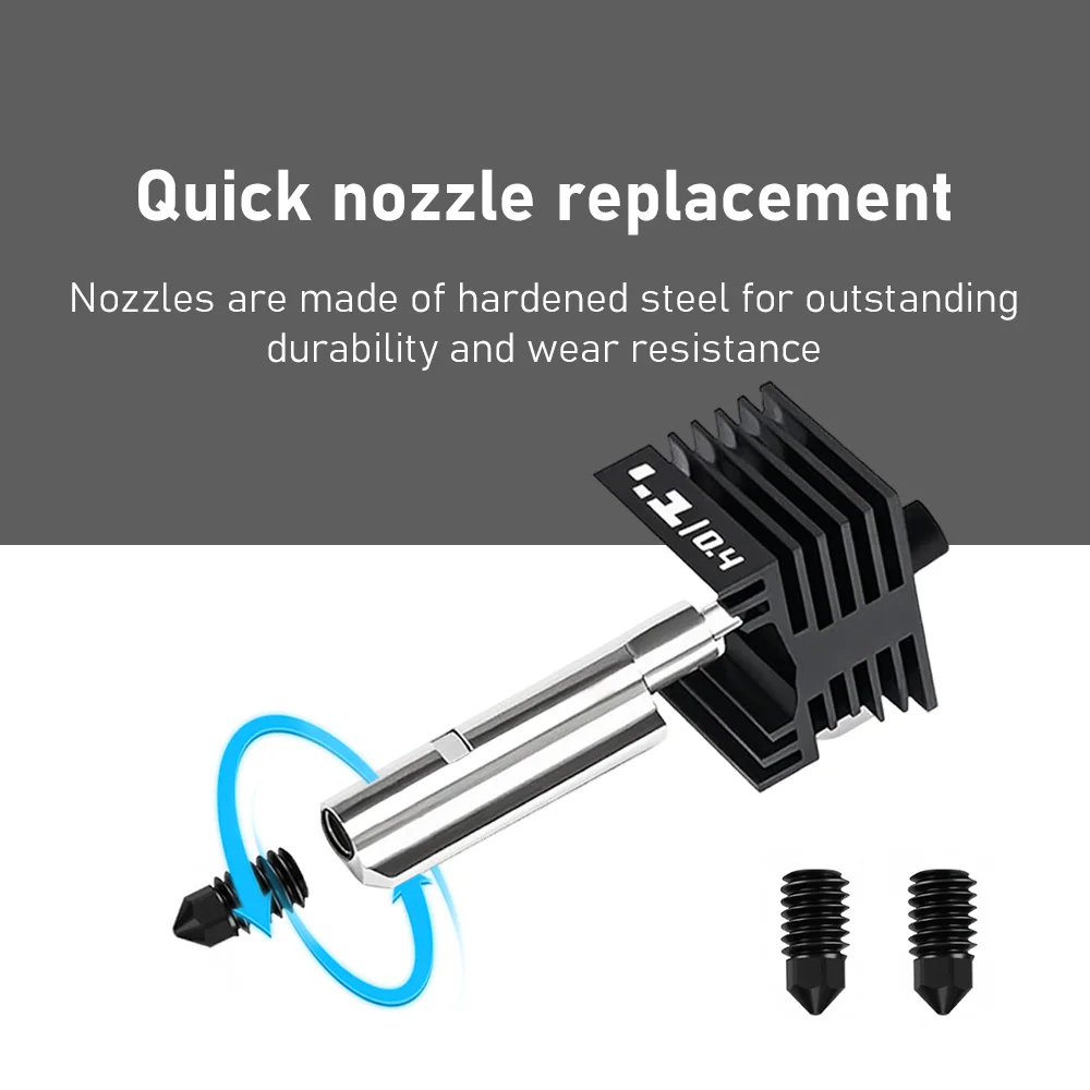 Bambulab X2D Vollmetall-Hotend-Baugruppe 0,2/0,4/0,6/0,8mm Gehärtete Stahldüse Druckkopf Ersatzteile Standard-Durchfluss – Detail 3