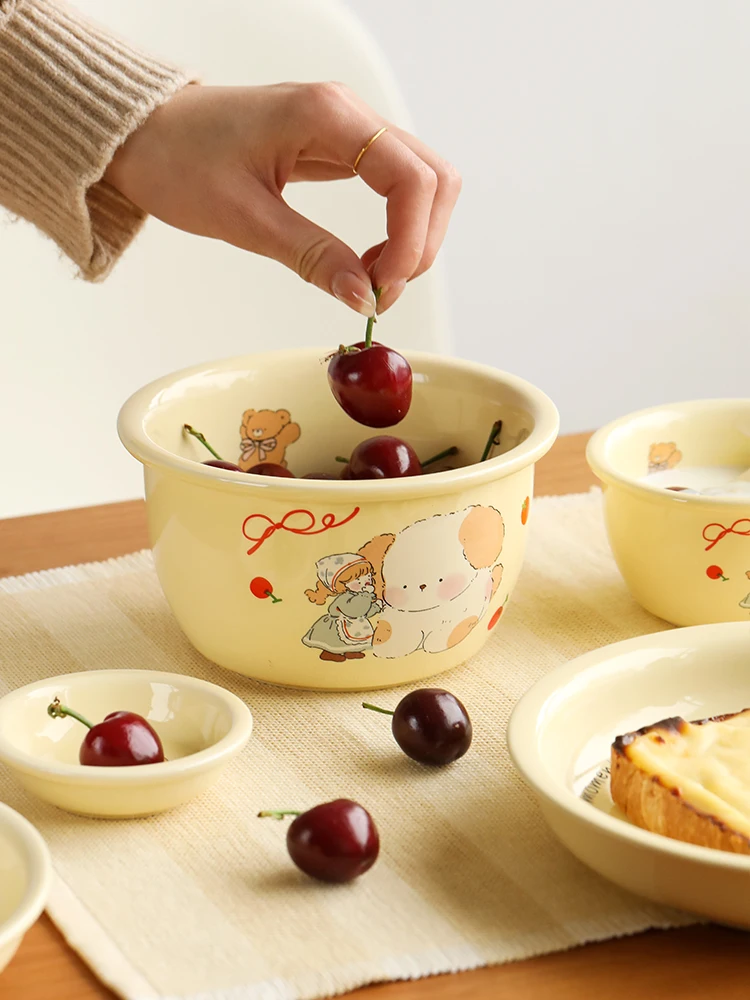 Juego de Platos y Tazones de Cerámica Blue Lotus Creative, Tazón Pequeño Bonito para Fruta, Utensilios de Comedor de Alto Valor Estético para Uso Doméstico