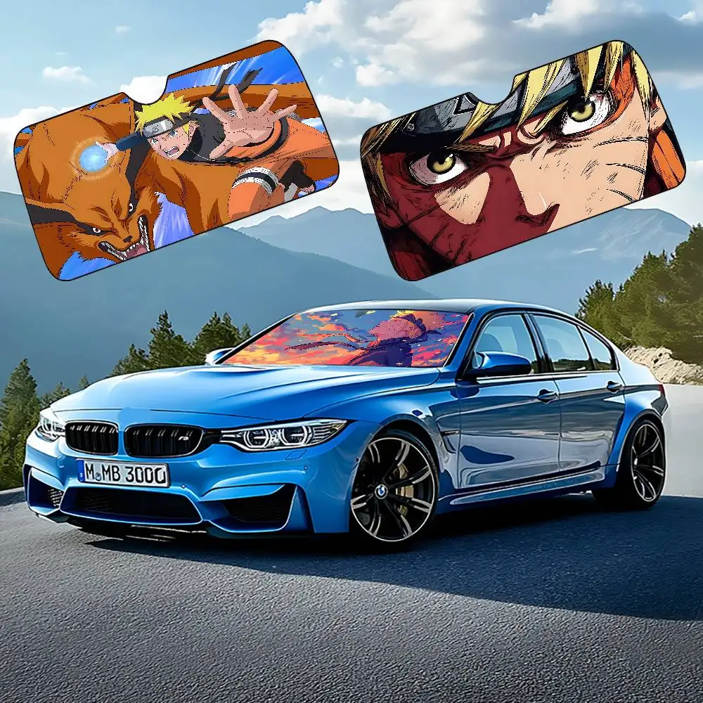 Cute U-Uzumakis Narutos Car SunShade Windshield Cover UV Protection Auto Visor Accessories For Cars