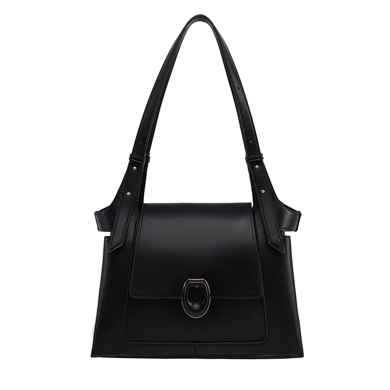 

Городская минималистичная черная сумка через плечо из искусственной кожи, модная ретро-модель, маленькая квадратная сумка для женщин, сумка-тоут с металлической пряжкой, женская сумка для поездок на работу