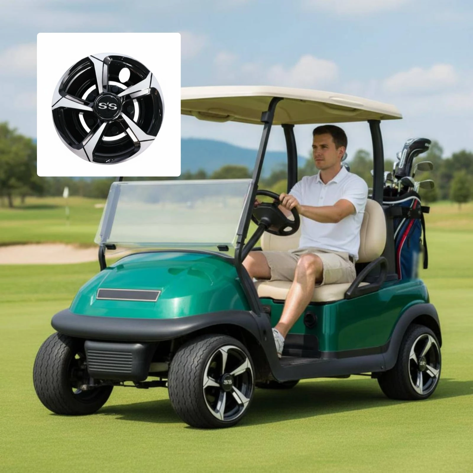 4 Pieces 8 Inch Golf Vehicle Wheel Cover Long-Lasting Universal Golf Vehicle Hub Cap 8 Inch Wheel Cover Scratch-Resistant