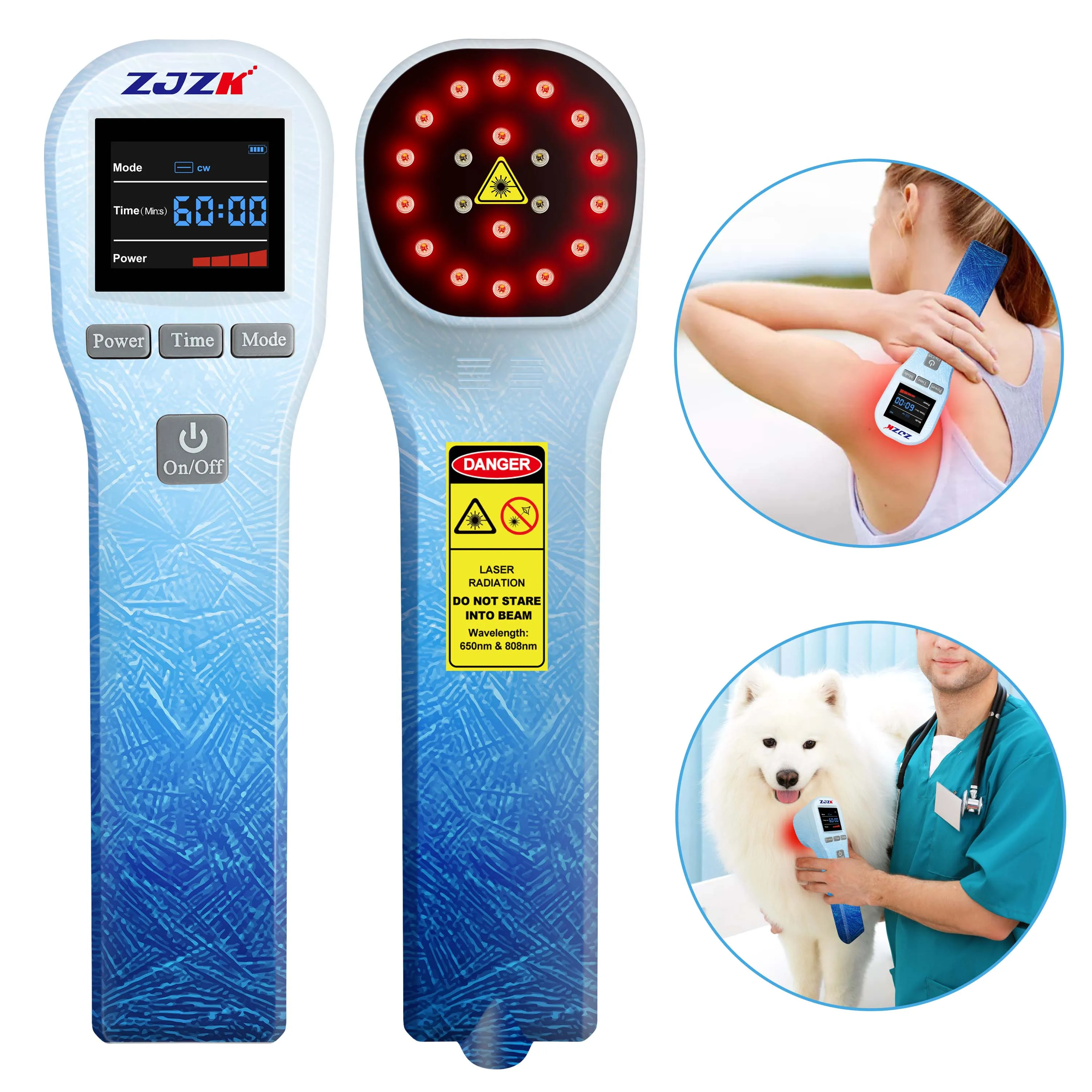 ZJZK Class 4 Cold Laser Therapy Units 650nmX16Diodes+808nmX4Diodes Low Level Laser Therapy For Back Pain Leg Pain Tendonitis