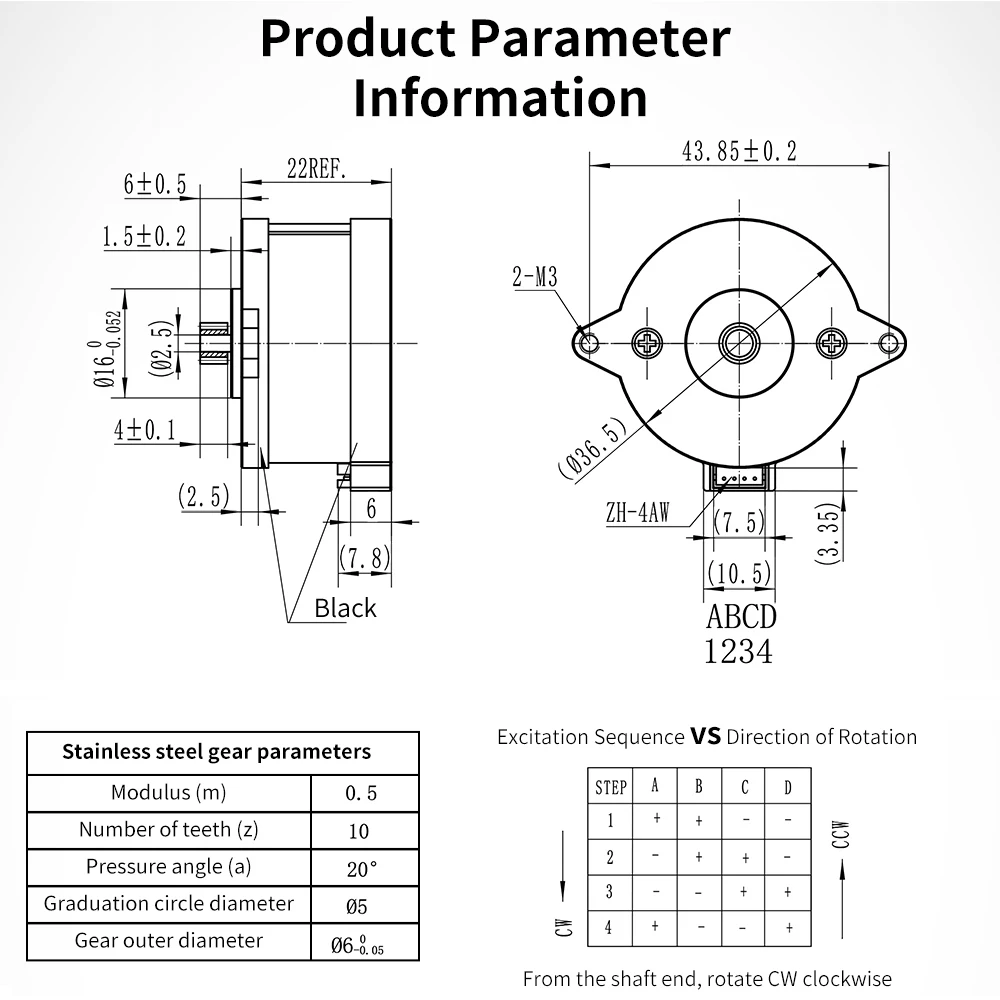 XCR3D Round NEMA14 36 Motor paso a paso de alta temperatura con línea de 1m para extrusora Voron 3D impresora 36BYG1204-A-6QHT