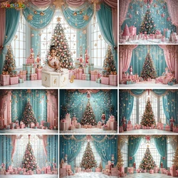 Girl Christmas Birthday Photography Background Nutcracker Soldier Gift Glitter Xmas Tree Backdrop Gift Window Booth Kids Photo