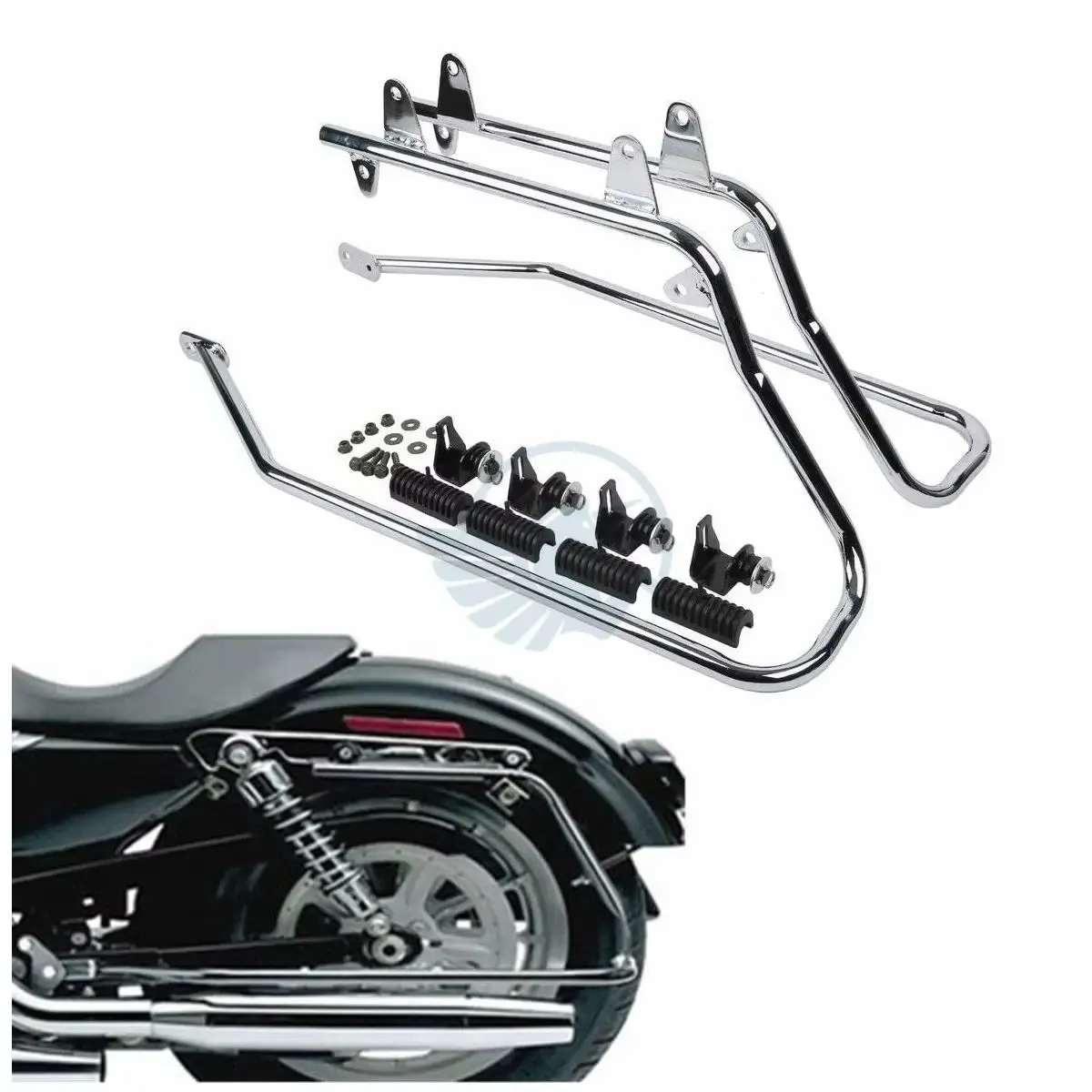 

For Harley Davidson Fat Boy Softail Heritage Deluxe Cross Bone Motorcycle Hard Side Box Case Saddle Bags Support Mount Brackets
