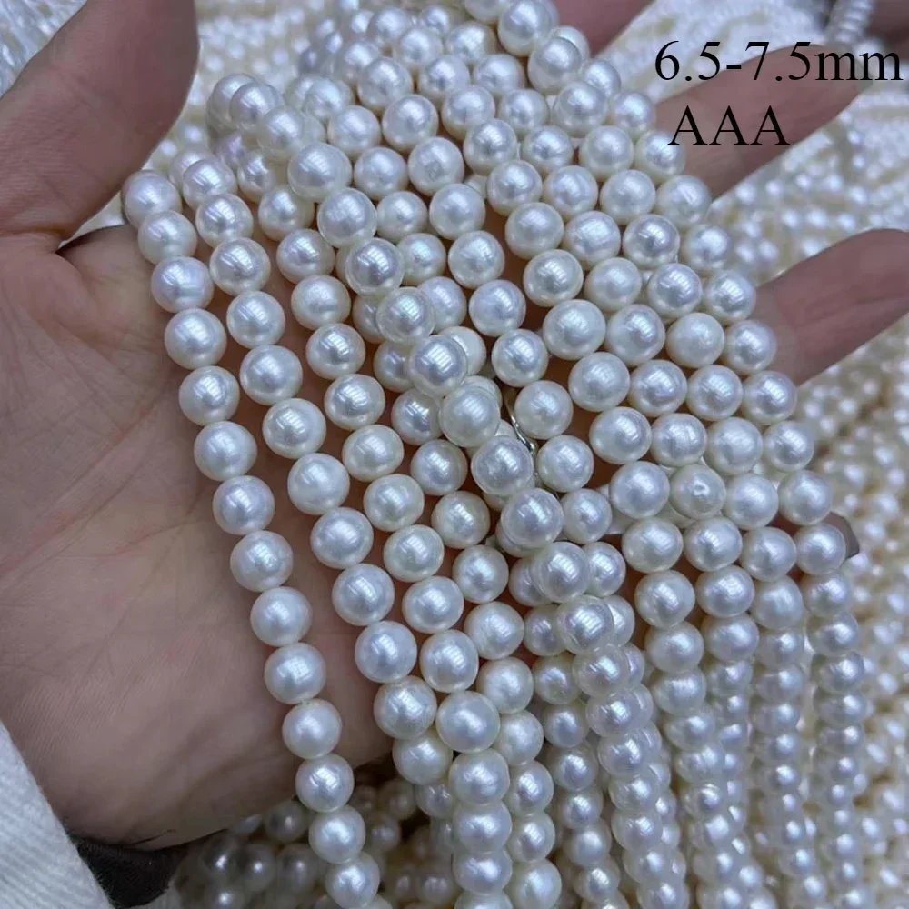 36cm AAA High Quality Near-round Natural Freshwater Pearl Bead Women Gift Jewelry Make Supplies DIY Necklace Bracelet Accessory