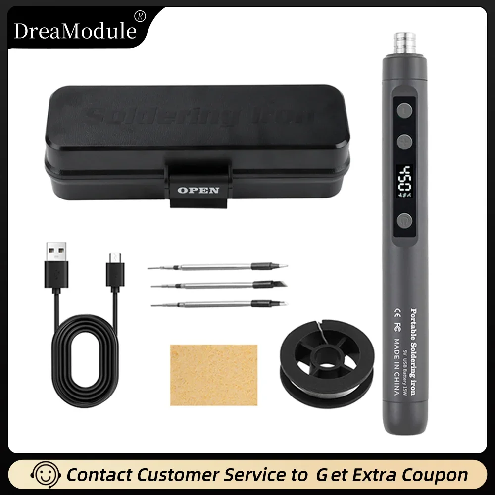 

Digital Soldering Iron Kit Smart Temperature Adjustable Portable USB Type-C Rechargeable Soldering Irons Welding Repair Tools