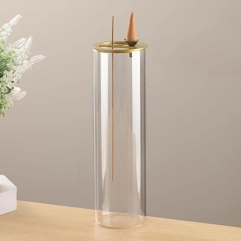 2 in 1 Glass Incense Holder Backflow Incense Burner for Incense Cone Ash-Proof Incense Sticks Holder for Meditation Yoga Spa