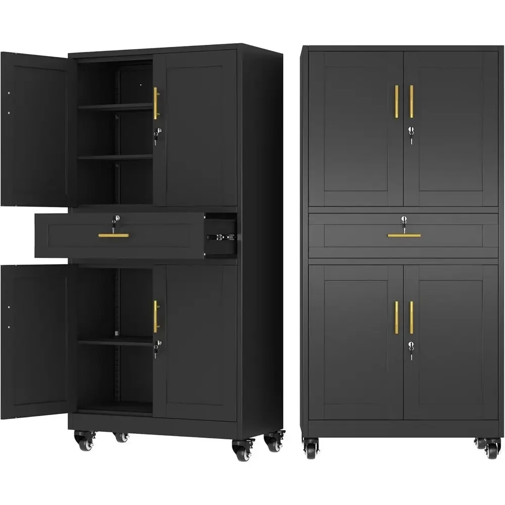 71 Tall Metal Garage Storage Cabinet with Locking Drawers and Adjustable Shelves, Rolling Tool Storage for Garage