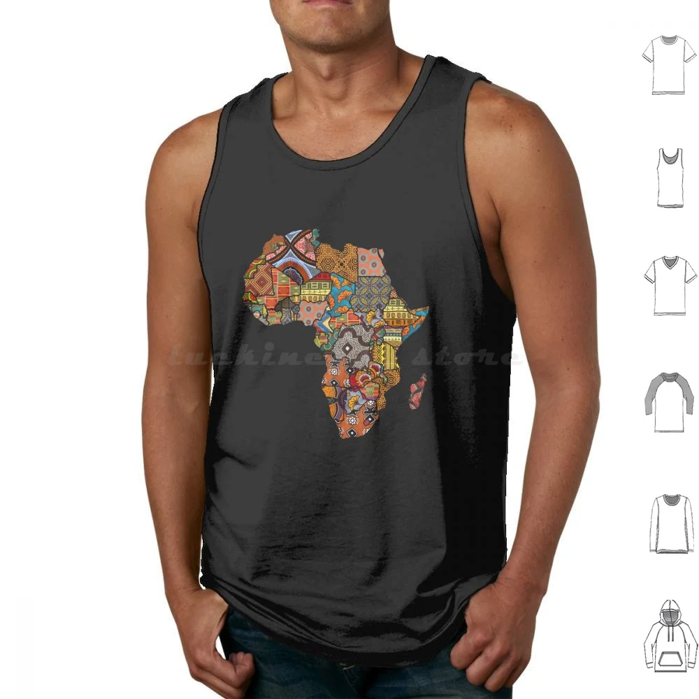 African Fabric Map Tank Tops Vest Sleeveless Africa African African Art Artistic Design Shwe Shwe Nigeria Kenya