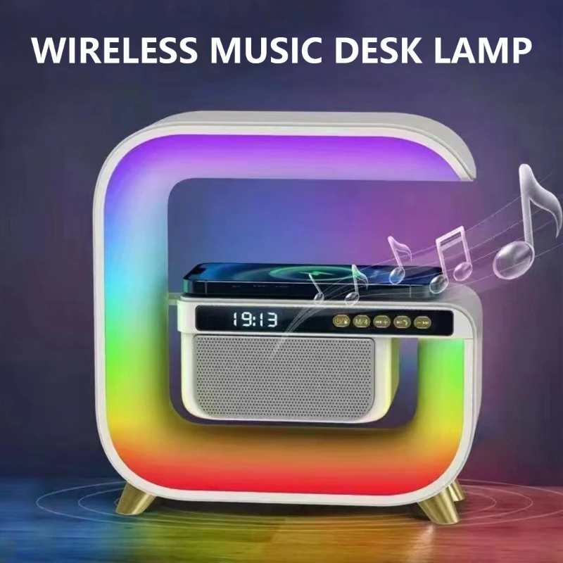 LED Nightstand Light Charging Pad BLE5.3 Alto-falante sem fio despertador