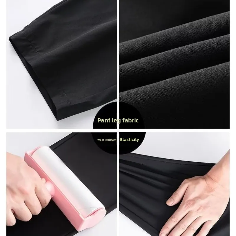

Men's Summer Ice Silk Qui Dry Straight Leg Casual Sports Pants Drapey Loose Fit Large Size West Pants Nine Points Sweatpants