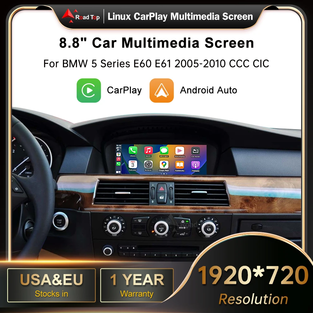 8.8' Wireless Apple CarPlay Android Auto For BMW 3 5 Series E90 E91 E60 E61 2005-2010 CCC CIC Car Multimedia Radio Linux Player