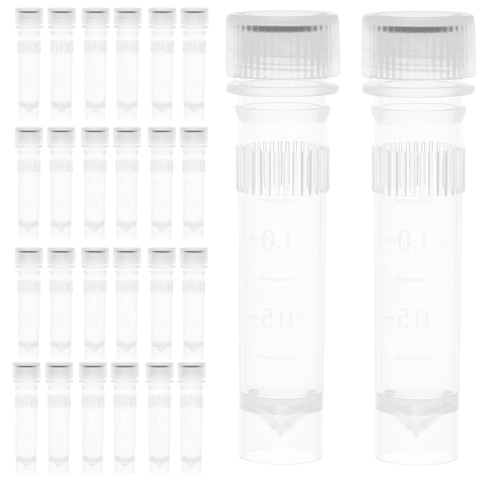 

50 Pcs Cryovial Freezing Tubes with Lids Plastic Test Sampling Transparent