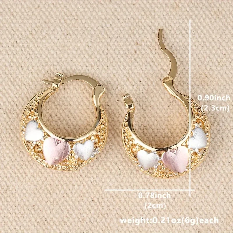 Golden Elegant Love Hoop Earrings for Women\'s Wedding Party Anniversary Gift