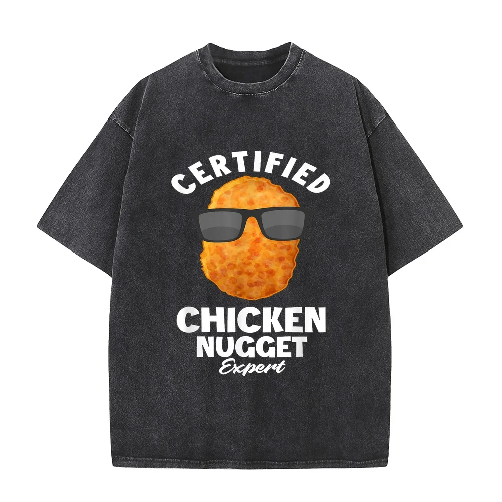 Certified Chicken Nugget Expert Funny Nuggets T-Shirt Small Y2k Graphic Tee Men Fashion Big Size Men's Clothes Humor Shirt