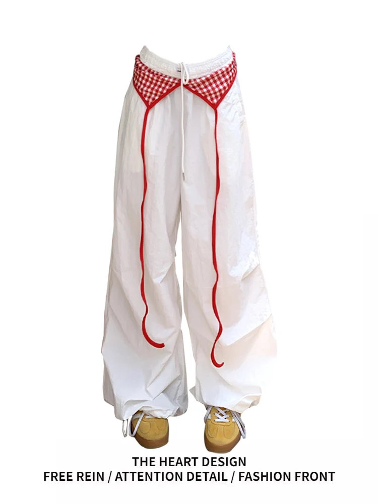 Pantaloni Casual da Donna Stile Retrò Americano con Patchwork, Nuovo Design Estivo, Sensazione di Comodità, Gamba Larga e Dritta