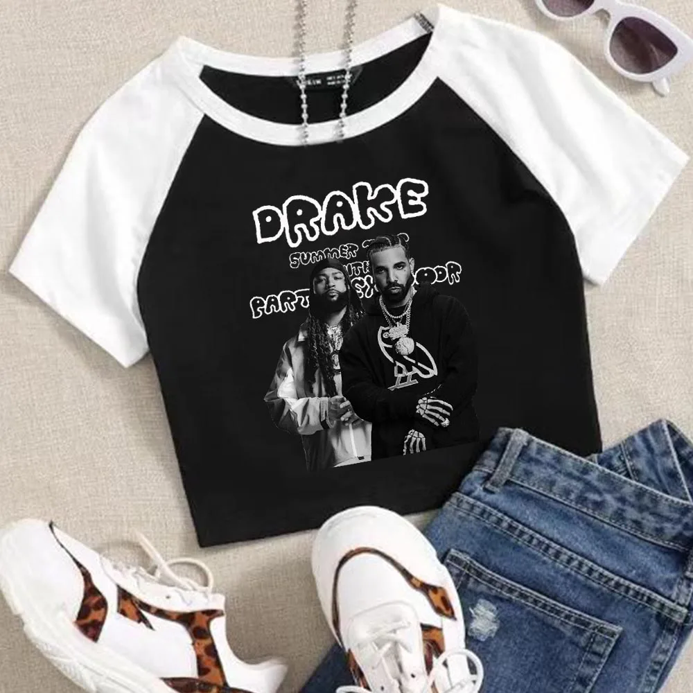 

Drake Tour with Partynextdoor 2025 Crop Tops T-Shirt Girls Fashion Women O-Neck Short Sleeve Fans Gift T-shirt