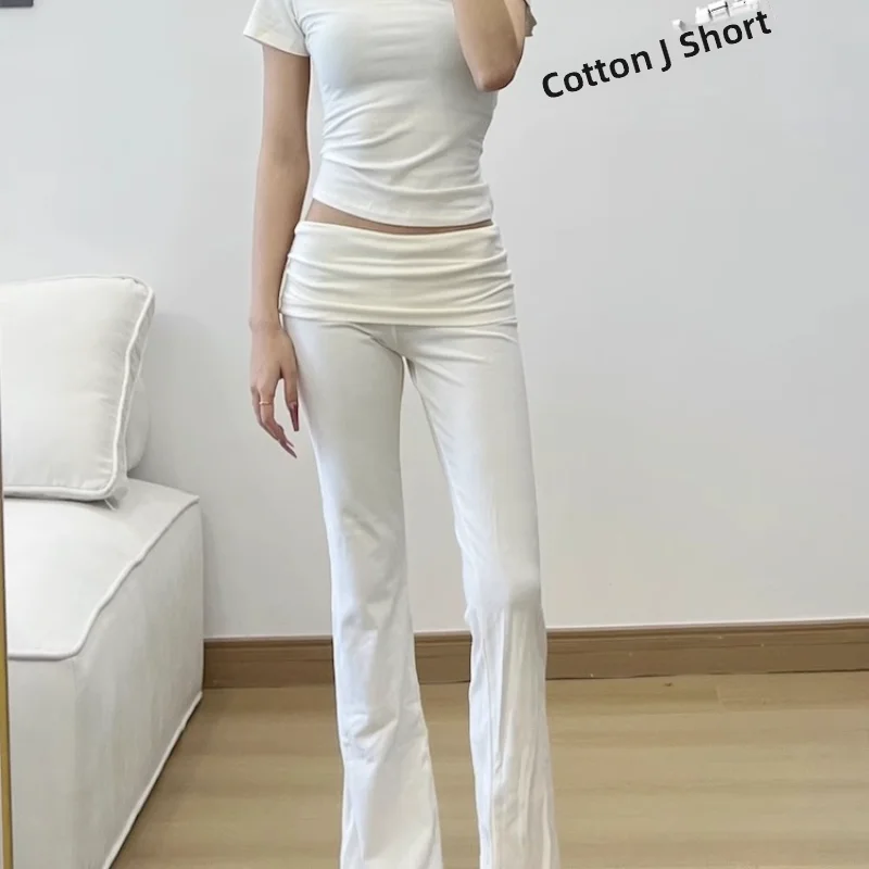 

Белые мягкие эластичные брюки для йоги с высокой талией, универсальные удобные женские повседневные прямые брюки