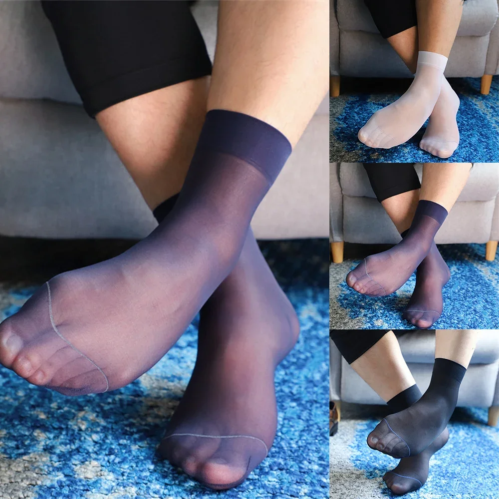 

Fashion Socks Stockings Male Business Dress Stockings Elastic Men Socks Nylon Short Short Stockings Silky Silk