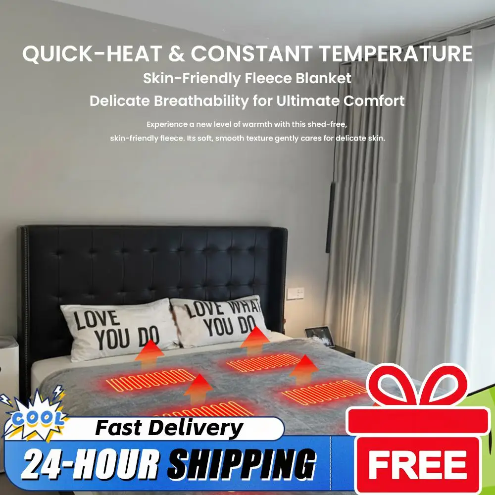 

180cm* 150cm Electric Heating Pads 3 Adjustable Temperature Camping Heating Sleeping Pad with 6 Heating Zones for Outdoor Hiking