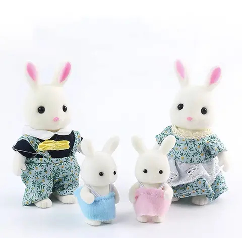Simulering Skogskanin Familj DIY Lekset Mini Kaninbjörn Figur Leksak Dockor Barnpresenter 8 best sales Sylvanian familjens katter - №5