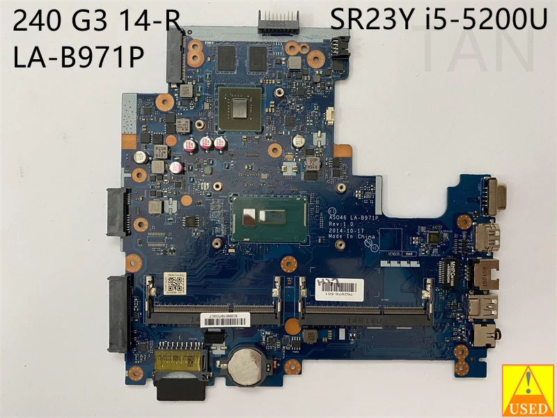 

used Laptop Motherboard LA-B971P FOR 240 G3 14-R SR23Y i5-5200U Fully Tested to Work Perfectly