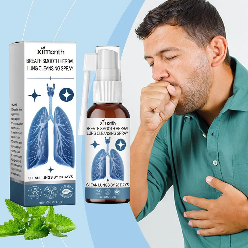 Spray de Limpeza Pulmonar Herbal, Respiração Detox, Cuidado Suave, Suporte, Limpeza Poderosa, K6j6, 30ml