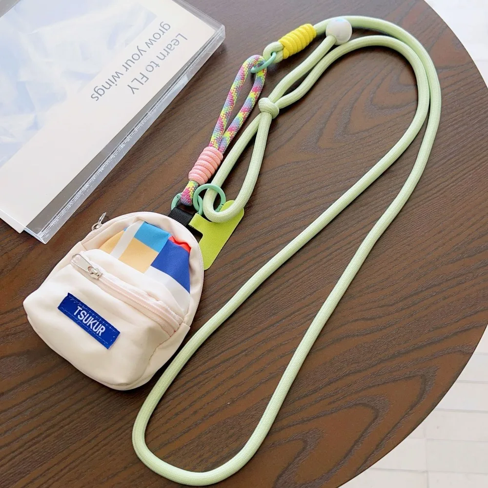 Beaded Crossbody Phone Lanyard Adjustable Color Splicing Phone Lanyard Pouch Anti-Lost Mini Coin Purse Mobile Phone Lanyard