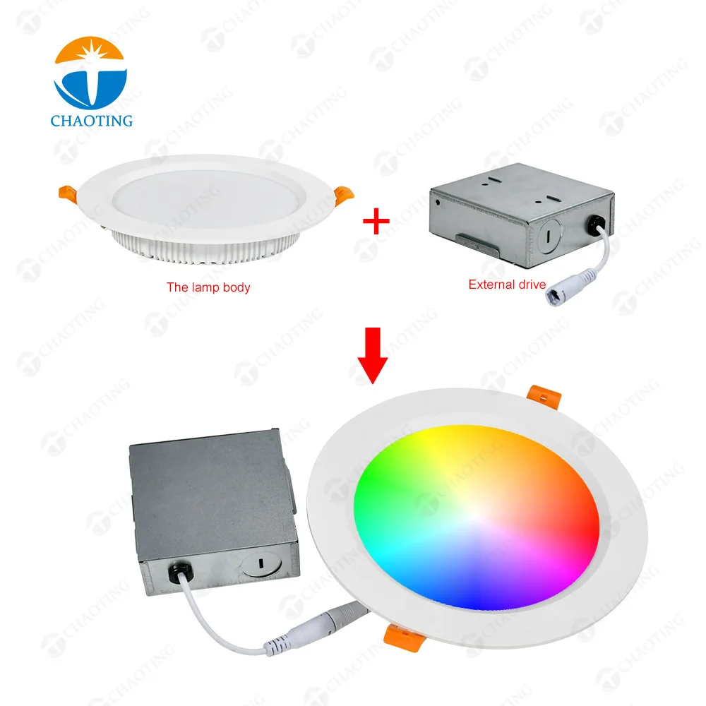 Indoor 6 Inch Cct Dimmable Rgb Spot Down Light 16W Lamp Round Recessed Spotlights Wifi Smart Tuya Adjustable Led Ceil Downlights