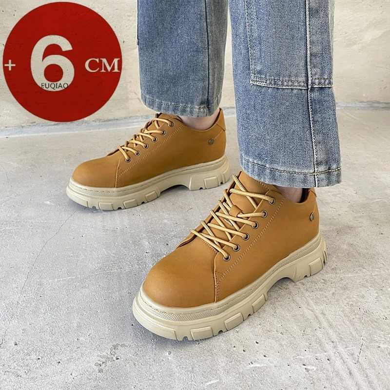

Unisex 6cm Height Increasing Casual Work Boots Comfortable Non Slip Breathable Daily Wear Elevator Shoes for Men and Women