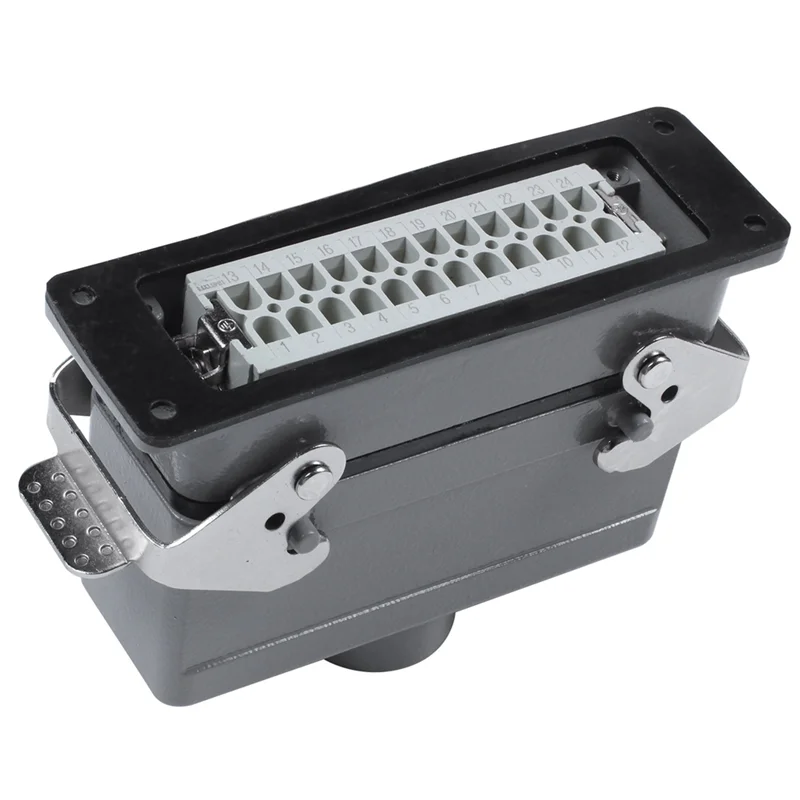 AB46-2X Rectangular H24B-He-024-1 Heavy Duty Connectors Power 24 Pin Cores Line 16A 500V Screw Feet Aviation Plug Socket