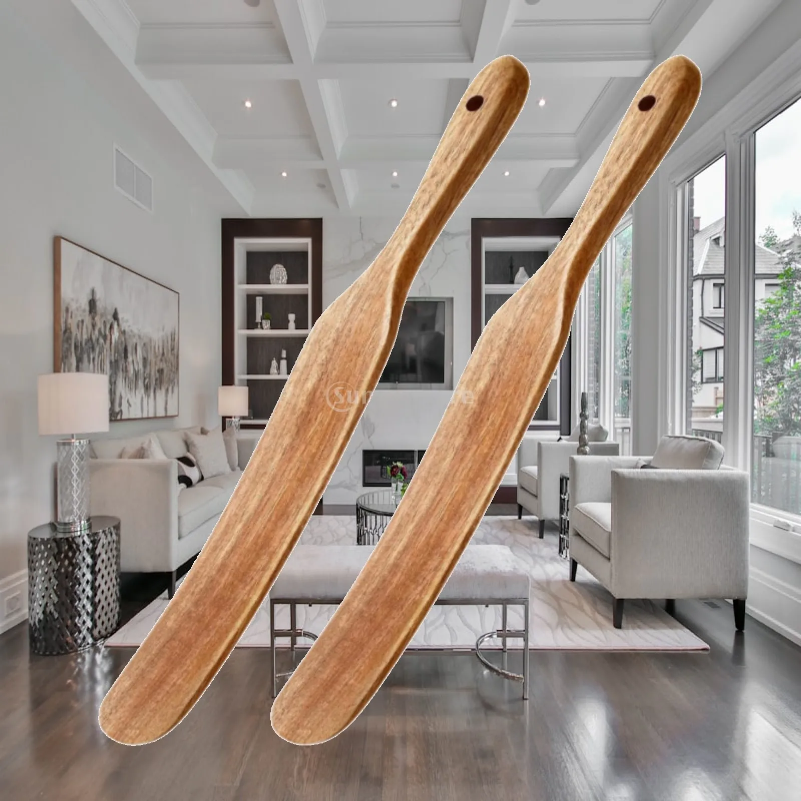 Dough Whisk Bread Spatulate Wooden Spurtle Reaching Bottom Flat Steak Turner for Stirring Yeast Fermentation Agents Blending