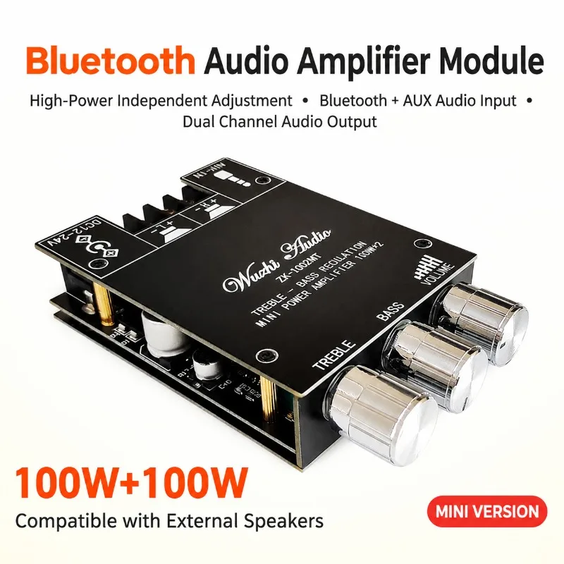 1002MT Mini Bluetooth-compatible Audio HIFI Amplifier Board Module Stereo Dual Channel Amp Unit High Fidelity Sound Circuit