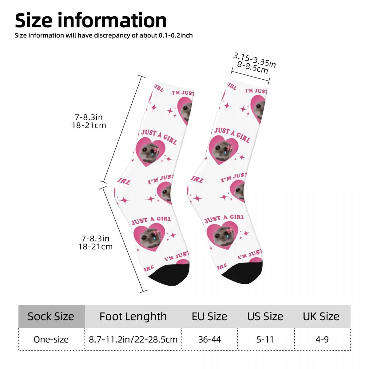 New Male Men Socks Casual Sad Hamster Meme Im Just A Girl Sock Skateboard Women Socks Spring Summer Autumn Winter