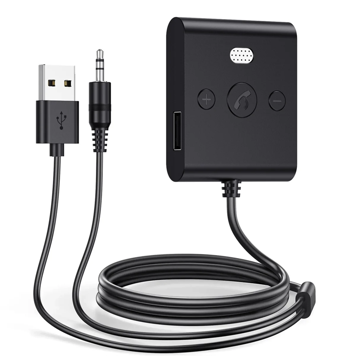 Sust-aBluetooth 5.4 Adattatore per auto AUX con microfono Ricevitore audio wireless stereo USB U-Disk da 3,5 mm Kit per auto Chiamate in vivavoce