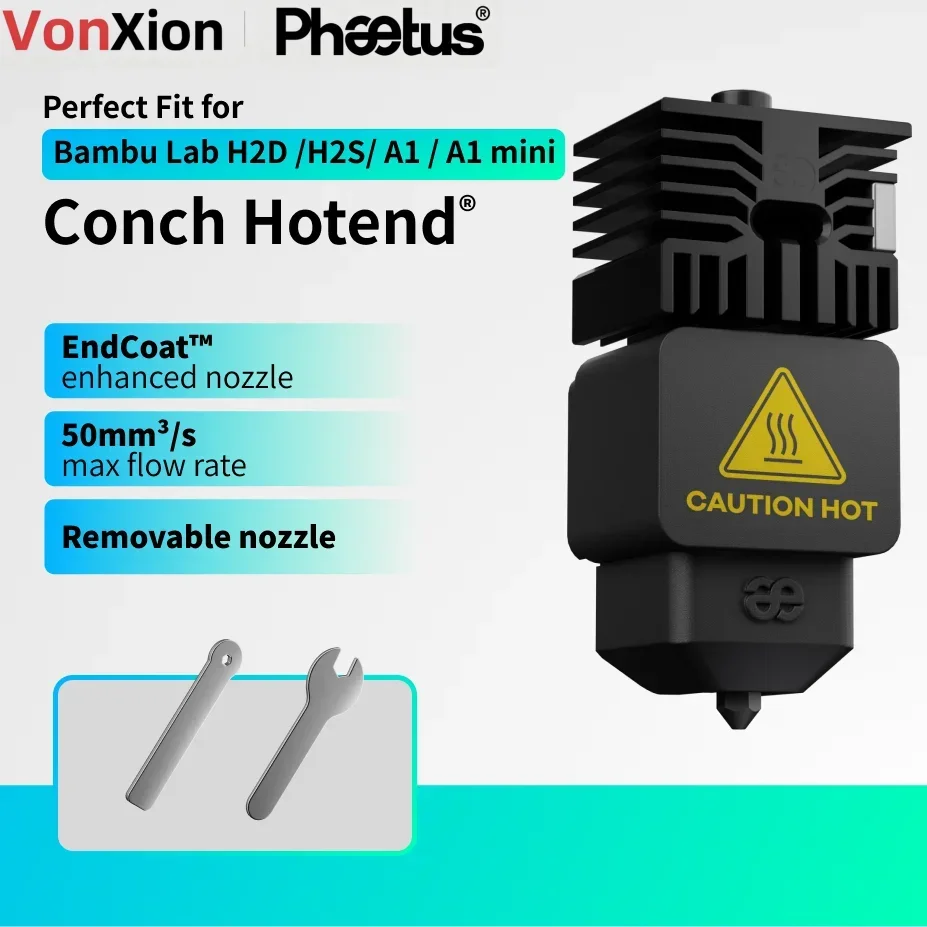 

VonXion Conch Hotend® Идеально подходит для мини-инструктора Bambu Lab H2D H2S A1 A1 ™ улучшенное сопло 0,4 мм 0,6 мм Замените комплект Hotend