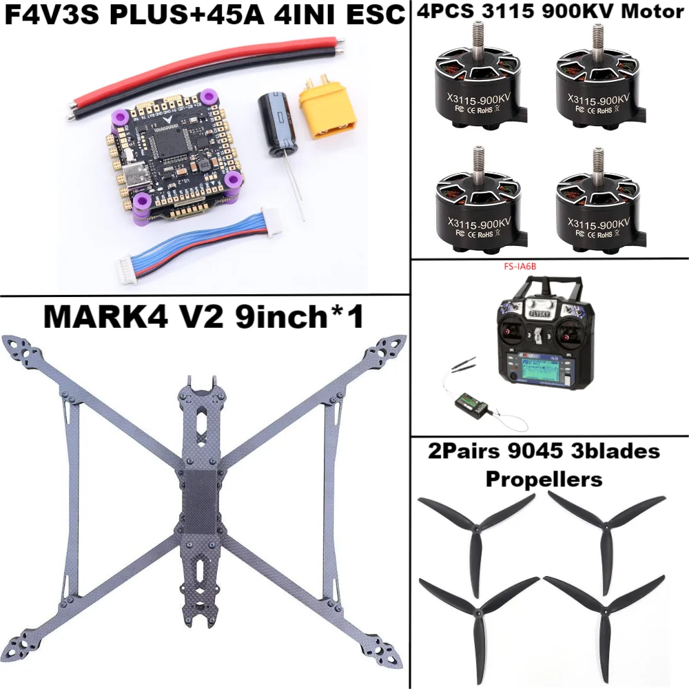 F4V3S/F4V3S PLUS 비행 제어 MARK4 V2 9 인치 45/60A 4INI ESC 랙 드론 FPV 탄소 섬유 PV 레이싱 드론 Quadcopter Freestyle