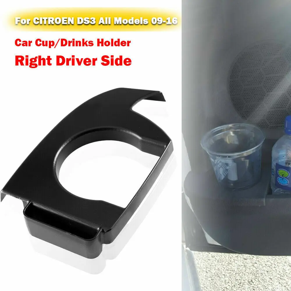 Side Door Cup Holder + Central Cup Can Holder For CITROEN DS3 2009-2016 Insert Car Accessories Durable Cup Holder Black ABS