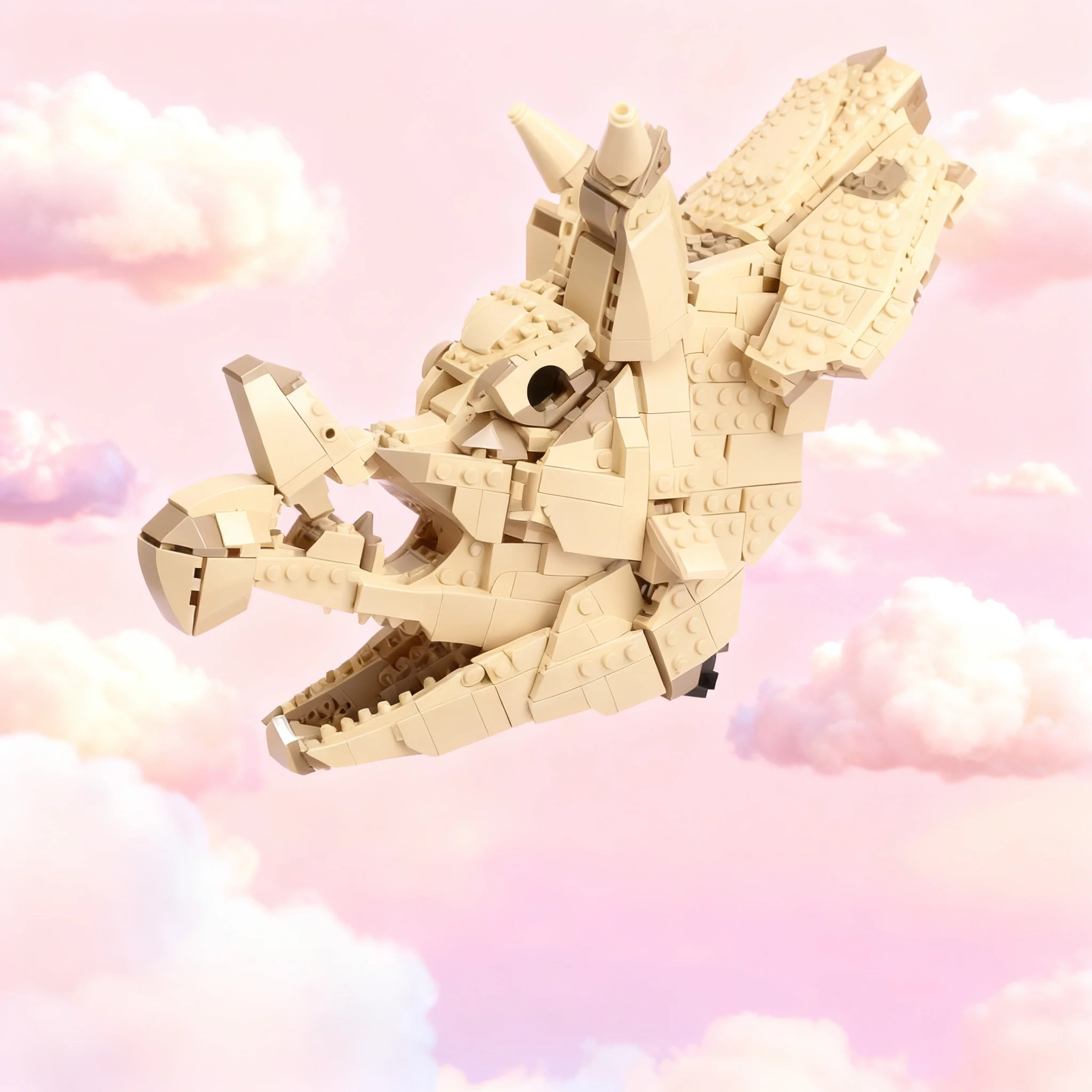 1297pcs MOC Dinosaur Fossil Triceratops Skull Jurassices Model Building Blocks Education Brick 3D Craft Birthday Assemble DIY
