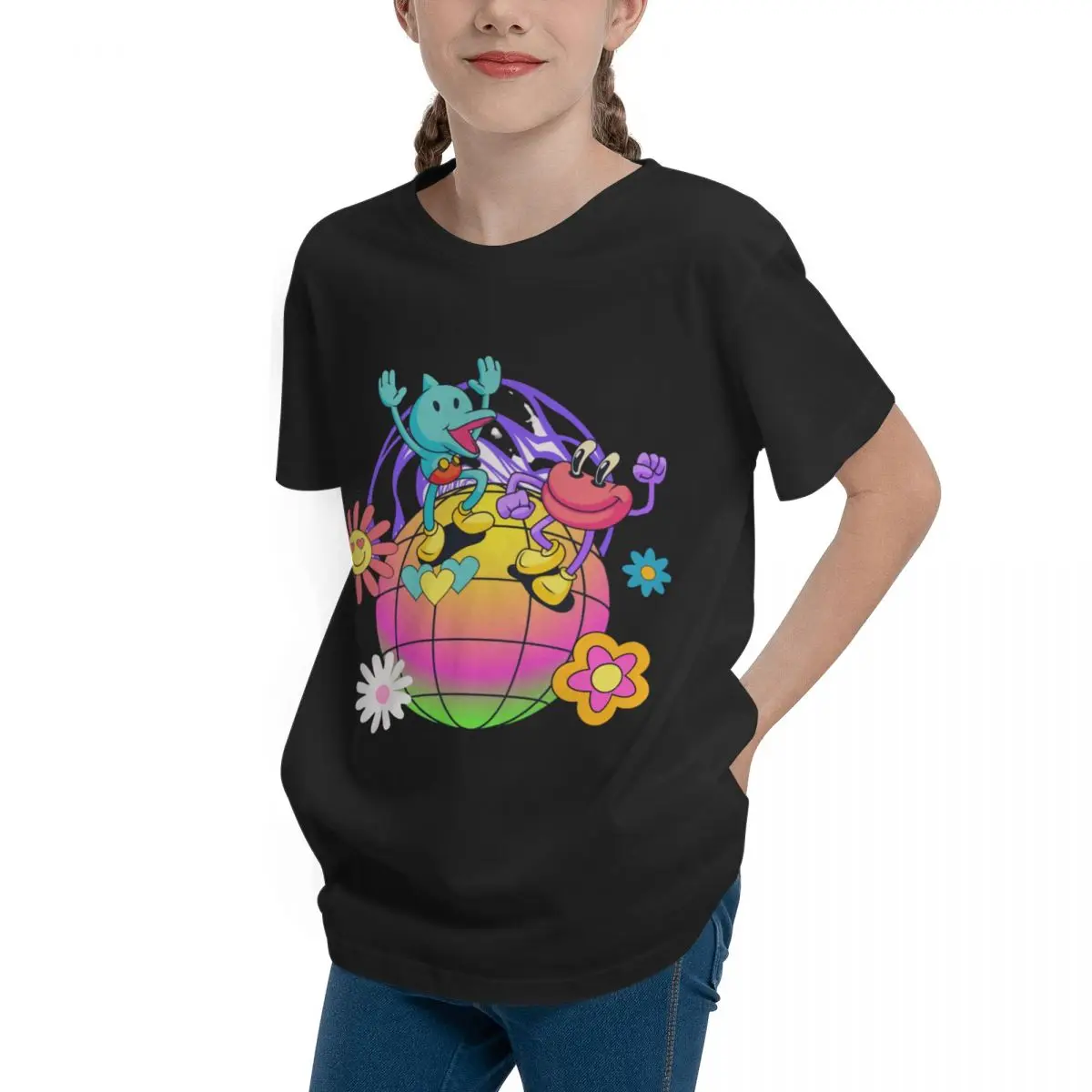 Colorful Planet To Pure Party Long Teeanger Basic Short Sleeve T-Shirt Harajuku Tees Creative Humor High grade