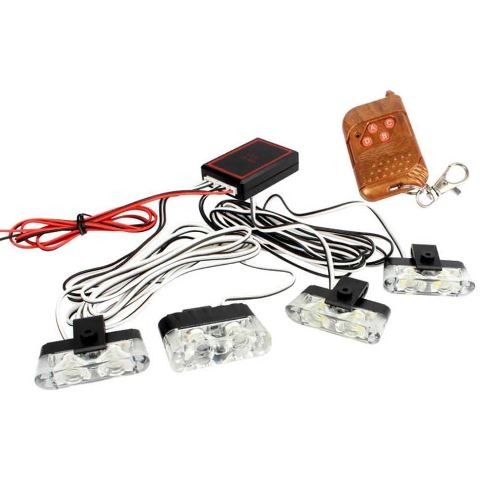 Yellow White Car Grille LED Light Wireless Remote Red Blue Strobe Emergency Flash Signal Beacon Lights 12V