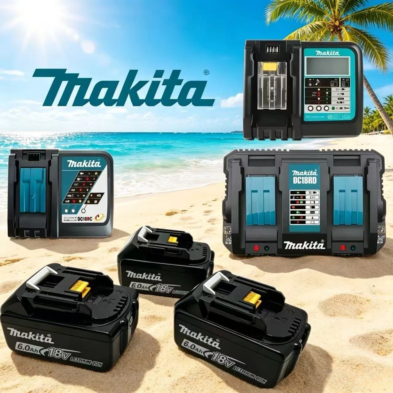 Original Makita double-Port Fast Charger for 18V 14.4V Lithium Battery, Makita 18V Battery with Charger Multi-Port Charger Dock