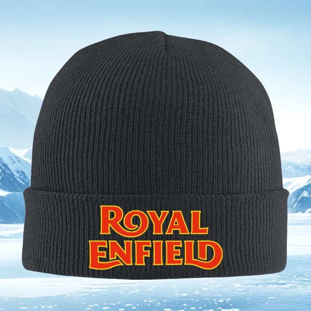 2026 Royal Enfield iconic text logo Men Women Unisex Knitted Hat Beanie Pullover Cap Winter Thermal Warm Christmas Outdoor Cycli