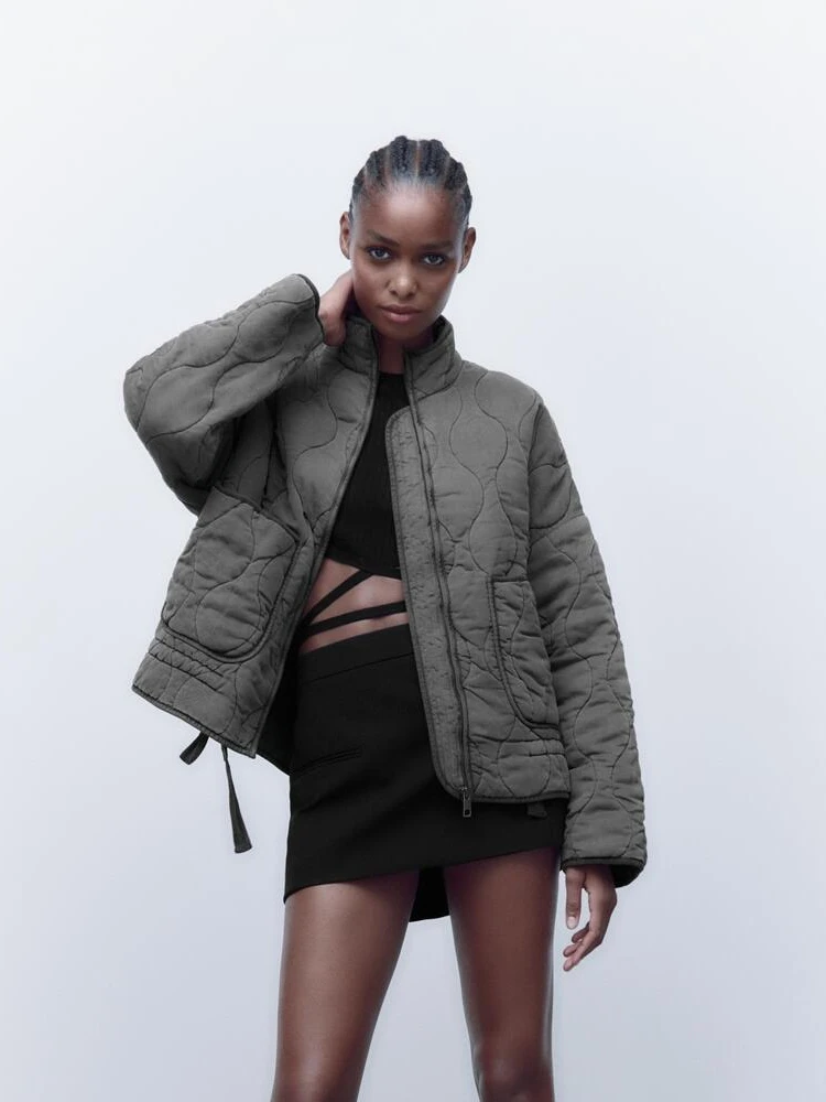 

Retro Sle Women's Cotton Jaet Lightweight Loose Fit Stand Collar Coat with kets Autumn Winter New Arrival 274024 802