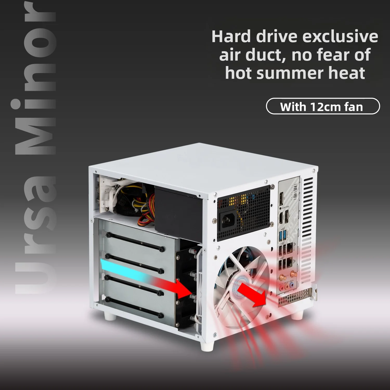 Ursa Minor 4-bay NAS Chassis SFX Power Supply ITX เมนบอร์ด,ขนาดกะทัดรัดพิเศษ 9.9L, ฮีทซิงค์ 70 มม.
