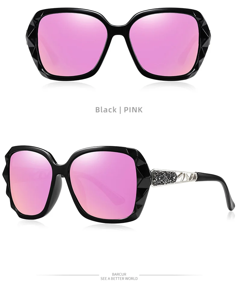 BARCUR Leichte, luxuriöse und elegante Sonnenbrille im Urlaubsstil mit großer Rahmendekoration, Gesichtsform, UV-Schutz – Detail 17